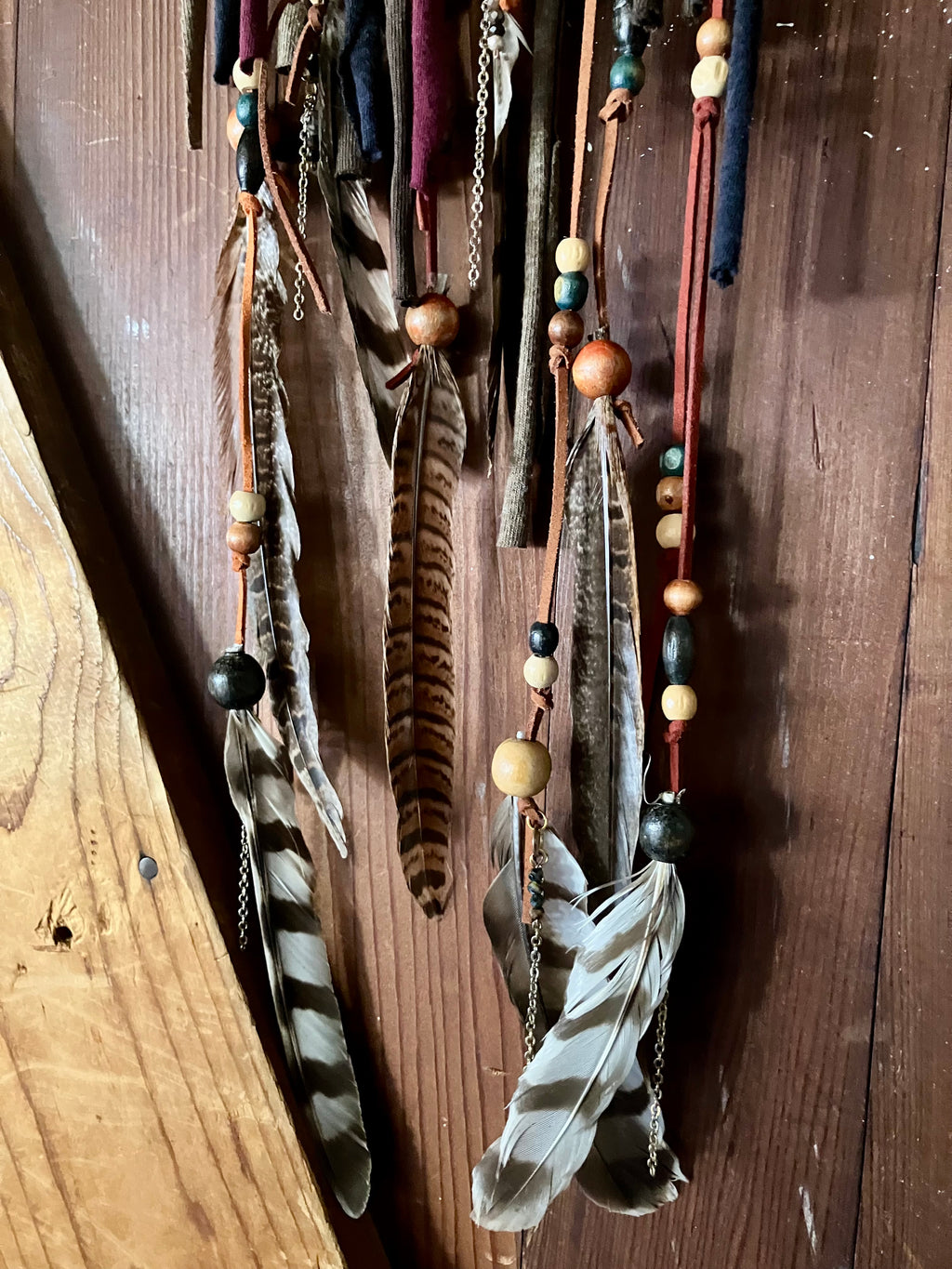 Dream Sender Intention Amplifier Pagan Wall Hanging w/ Druzy Quartz, Pietersite, Obsidian, Hawk & Pheasant Feathers- Power and Protection