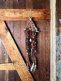 Dream Sender Intention Amplifier Pagan Wall Hanging w/ Druzy Quartz, Pietersite, Obsidian, Hawk & Pheasant Feathers- Power and Protection