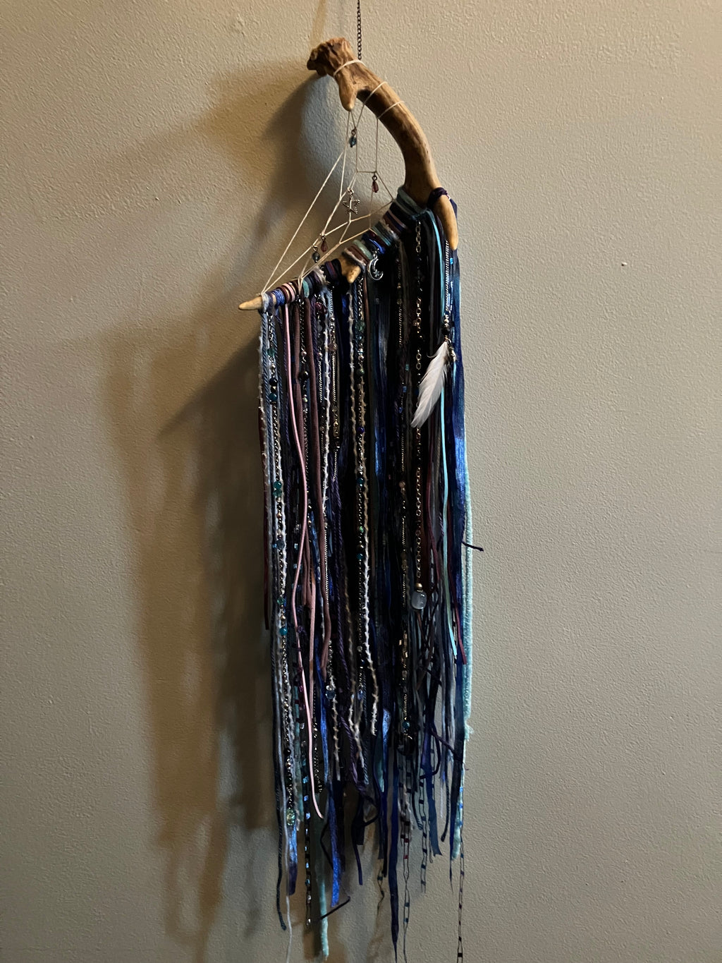 Handmade Throat/Third Eye Chakra Beaded Charm Fringe Antler Dreamcatcher Wall Hanging- Lucid Dreams