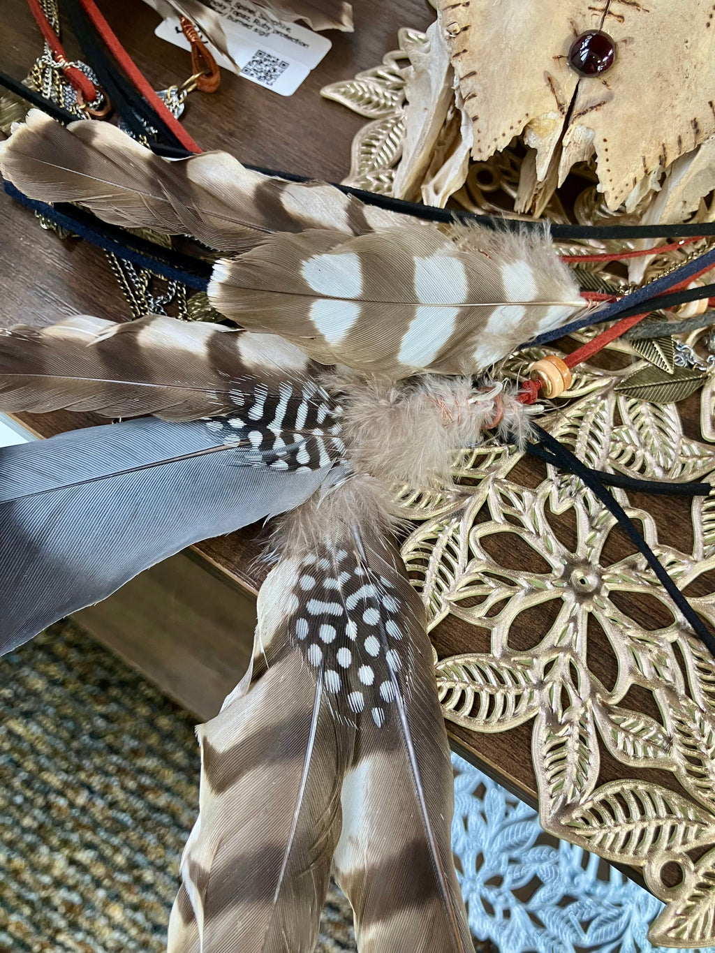 Wood-burned Crystal Inlay Deer Skull Dreamcatcher- Sigils for Protection- Spirit of the Hawk- Witchy Decor