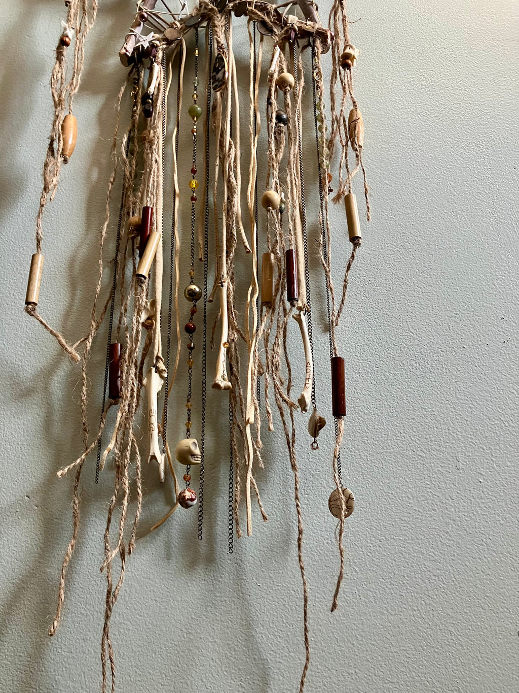 Handmade Crystal & Goundhog Bone, Embellished Star Wall Hanging- Bridgid’s Rhythm- Triple Goddess- LIGHTS UP