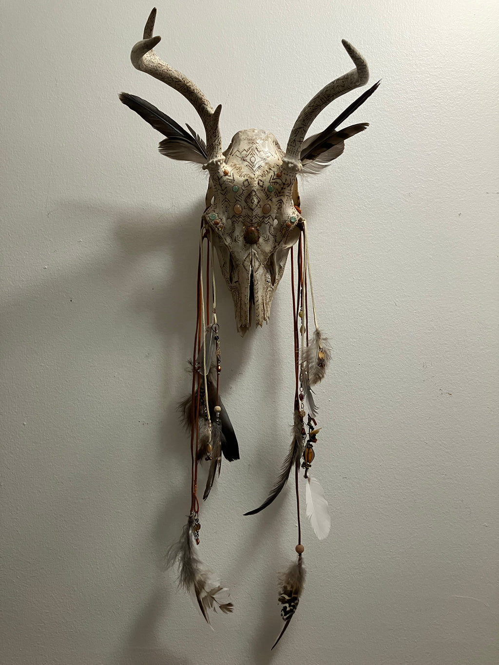 Crystal Sacred Sun Sigil Decorated Deer Skull- Courage, Renewal