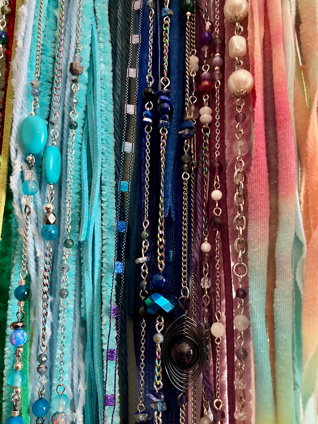 Crystal Beaded Fringe Antler Wall Hanging- Evil Eye Protection- Chakras or LGBTQ Pride