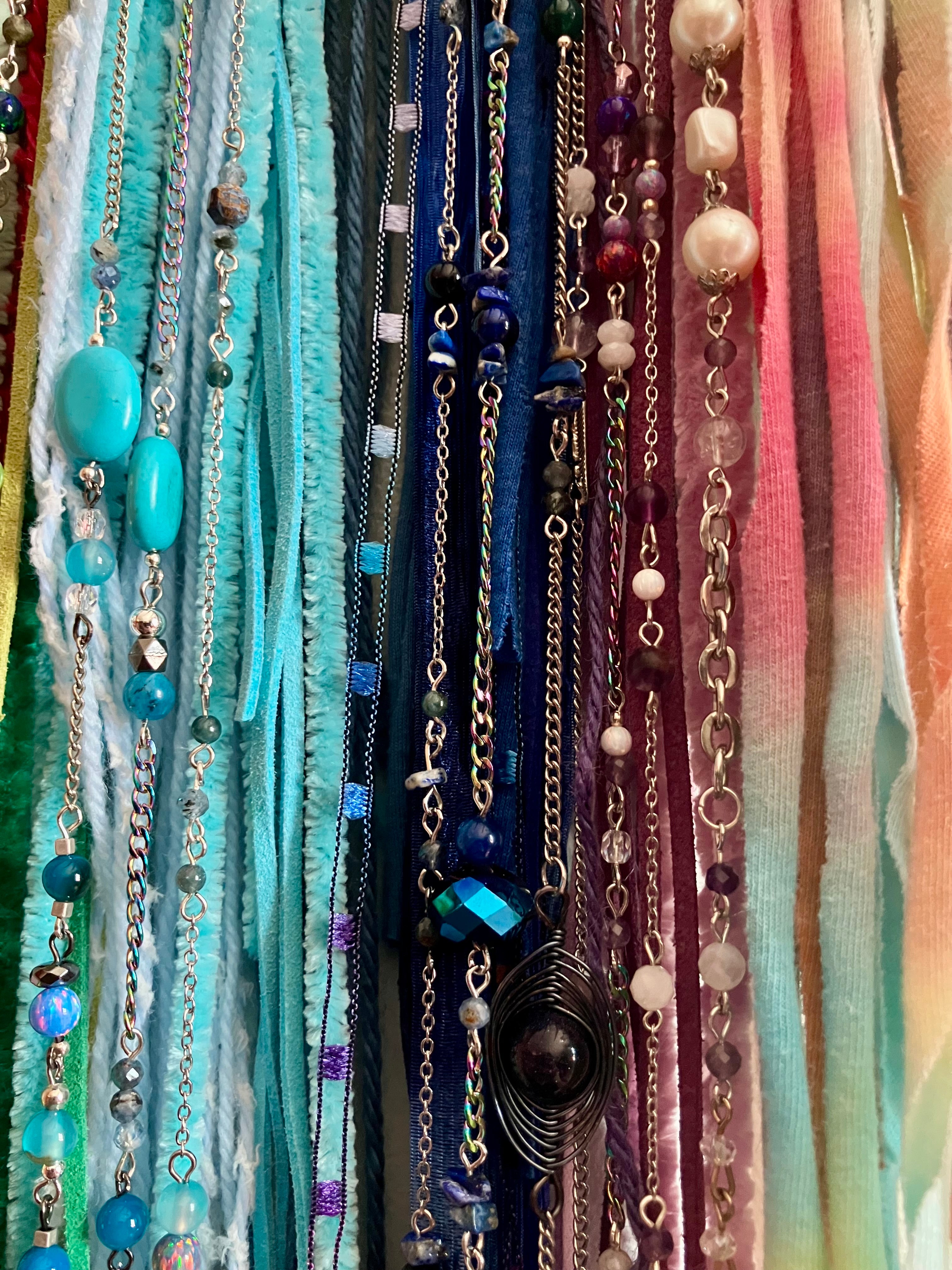 Crystal Beaded Fringe Antler Wall Hanging- Evil Eye Protection- Chakras or LGBTQ Pride