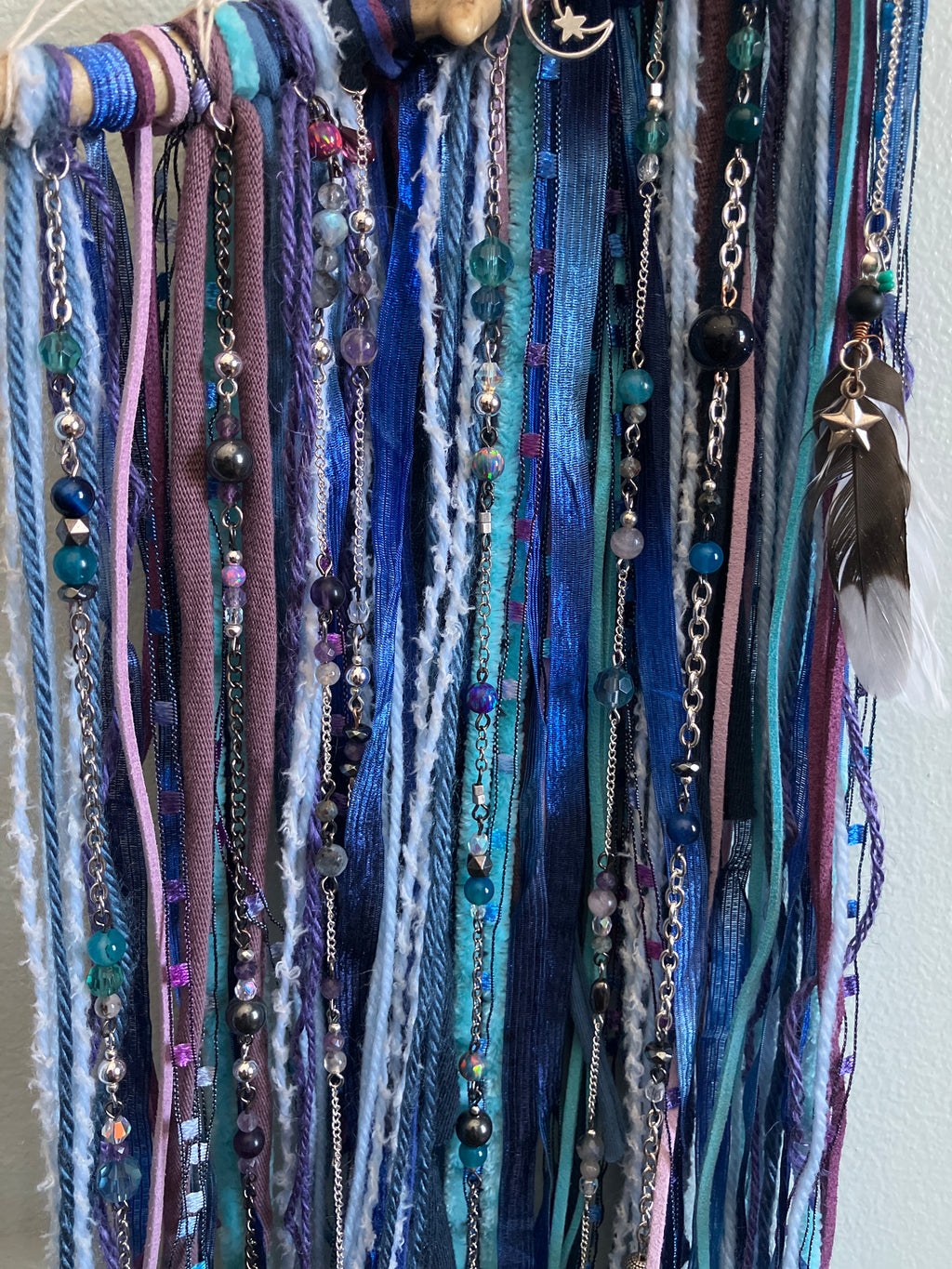 Handmade Throat/Third Eye Chakra Beaded Charm Fringe Antler Dreamcatcher Wall Hanging- Lucid Dreams