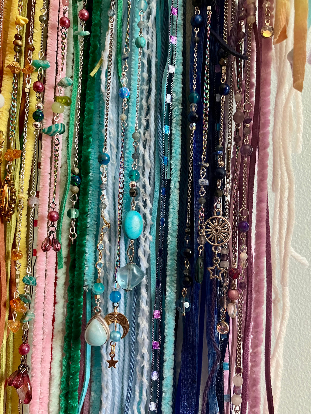 Crystal Beaded Fringe Antler Wall Hanging- Evil Eye Protection- Chakras or LGBTQ Pride